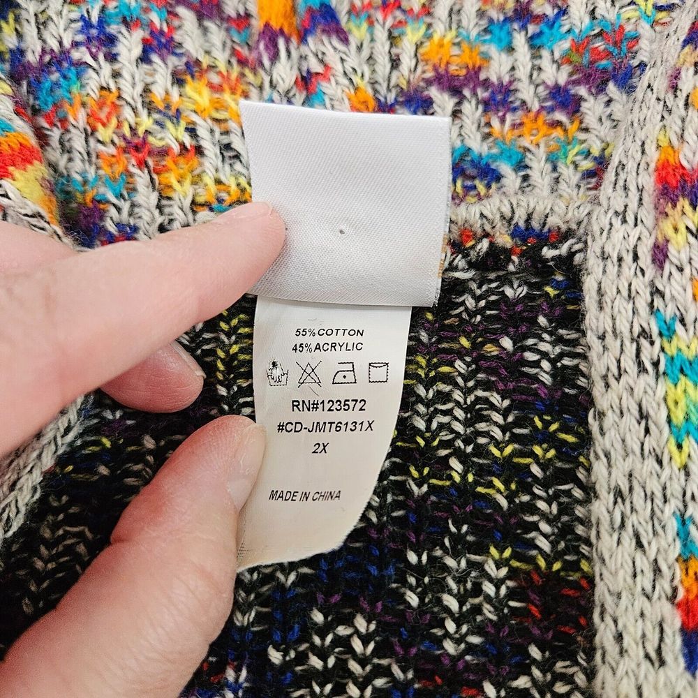 Northern Angel Rainbow Southwestern Print Hooded Longline Duster Cardigan Sz 2X - Picture 3 of 9